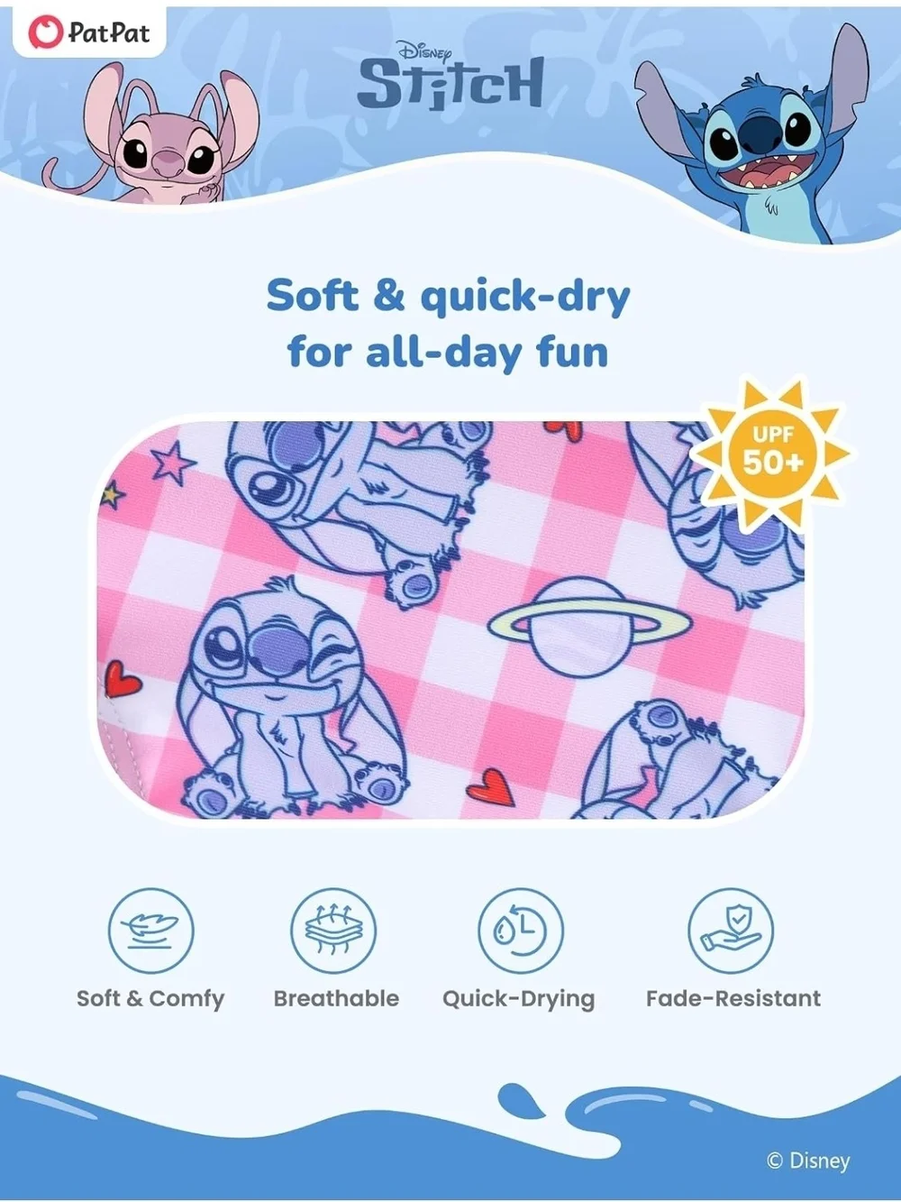 Disney Lilo & Stitch Pink Girls' Two-Piece Swim Set